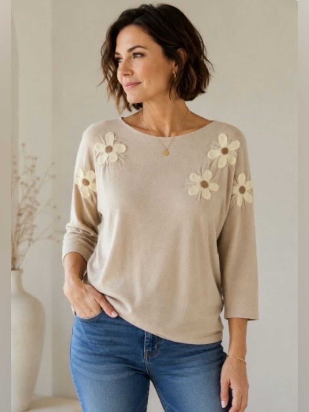 5 for $25!! Aaeda Extremely Soft Lightweight Floral Knit Top